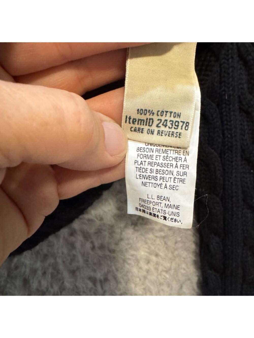 L.L.Bean Women’s Small Black Cable Knit Zip Cardigan Sweater Classic Old Money - Picture 7 of 10